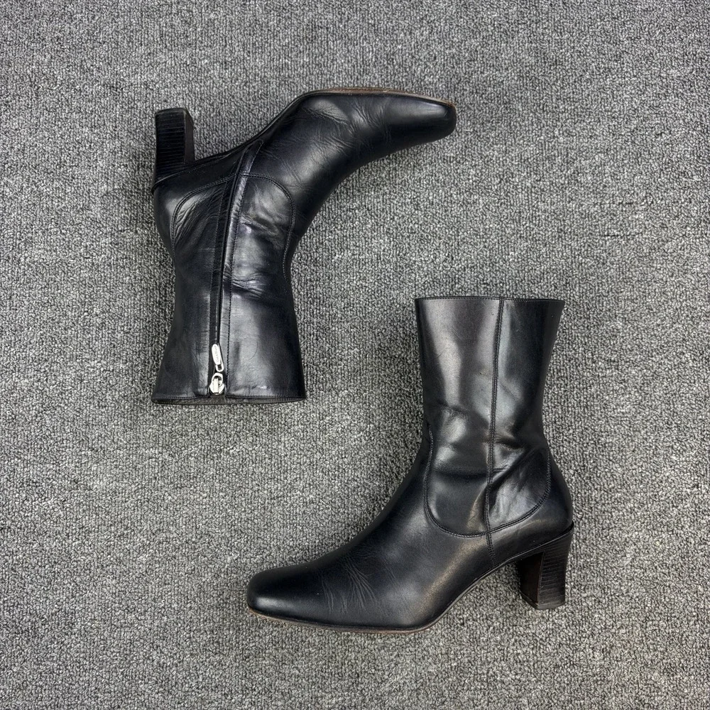 Cole Haan Country Black Leather Heeled Ankle Boots Women's Size 8 B Made Brazil - Picture 3 of 12